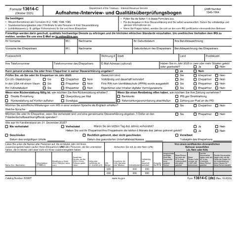 Document preview: IRS Form f13614de — IRS, United States (CERFA n°13614DE)