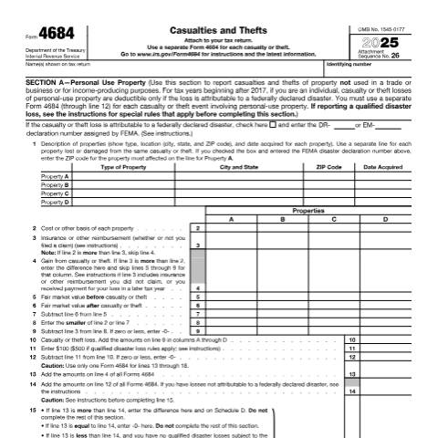 Document preview: IRS Form f4684 — IRS, United States (CERFA n°4684)