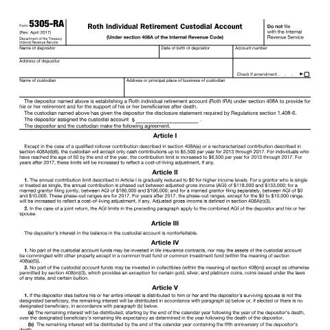 Document preview: IRS Form f5305ra — IRS, United States (CERFA n°5305RA)