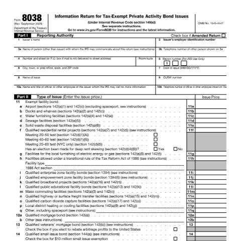 Document preview: IRS Form f8038 — IRS, United States (CERFA n°8038)