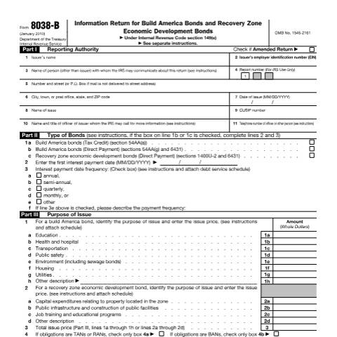 Document preview: IRS Form f8038b — IRS, United States (CERFA n°8038B)