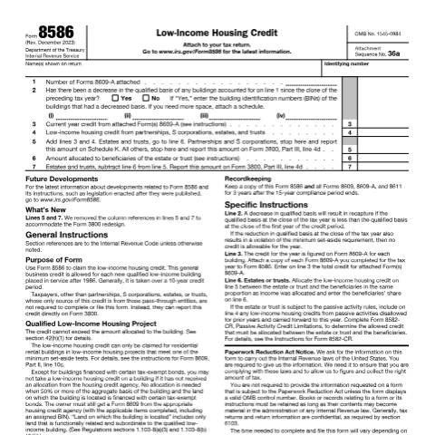 Document preview: IRS Form f8586 — IRS, United States (CERFA n°8586)
