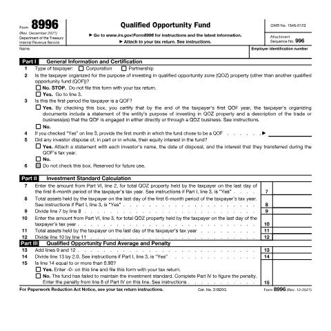 Document preview: IRS Form f8996 — IRS, United States (CERFA n°8996)