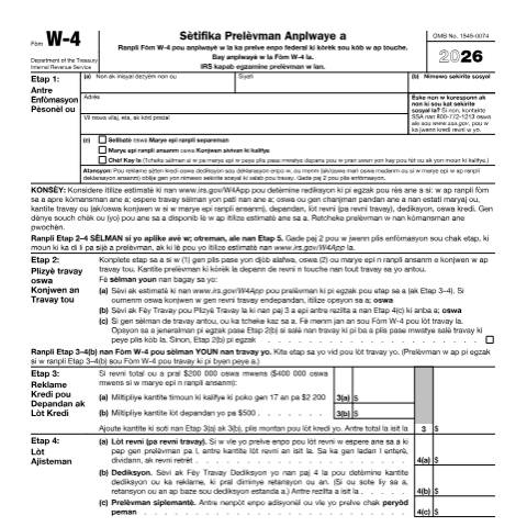 Document preview: IRS Form fw4ht — IRS, United States (CERFA n°W4HT)