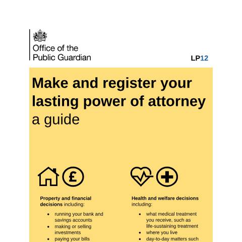 Document preview: Lasting power of attorney forms — Office of the Public Guardian, United Kingdom
