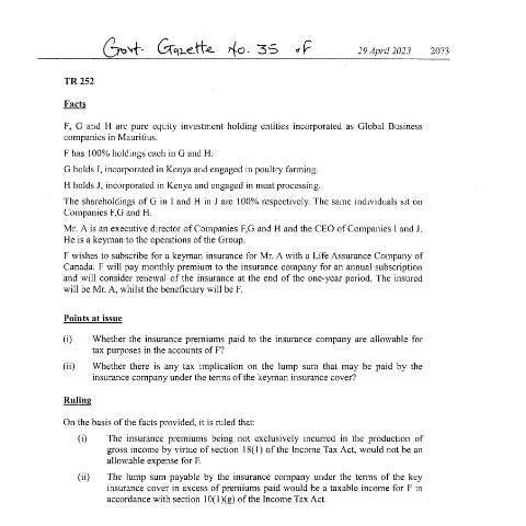Document preview: TR 252 — Document, Mauritius (CERFA n°TR252)