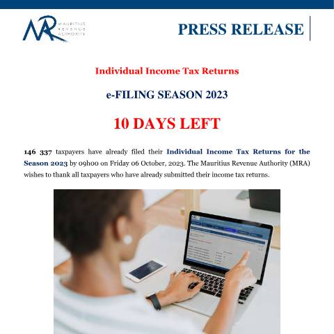 Document preview: 10 days left (06.10.23) — Document, Mauritius (CERFA n°eFilingPressRealease061023)