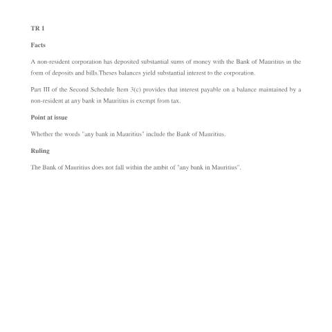Document preview: TR 1 - 50 — Document, Mauritius (CERFA n°TR1-50)