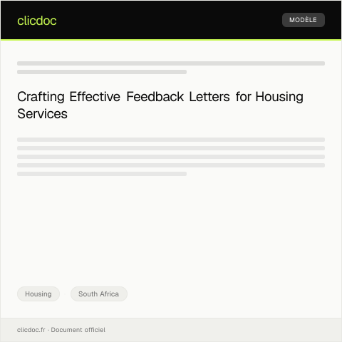 Document preview: Guidelines for Submitting Housing Service Feedback — Housing, South Africa