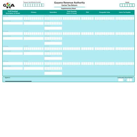 Document preview: G0013b Excise Supplementary v1 — Administrative Forms, Guyana