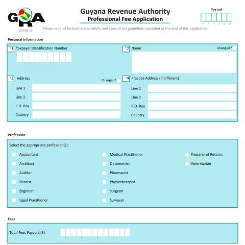 Document preview: G0006 Professional Fees v2updated — Administrative Forms, Guyana