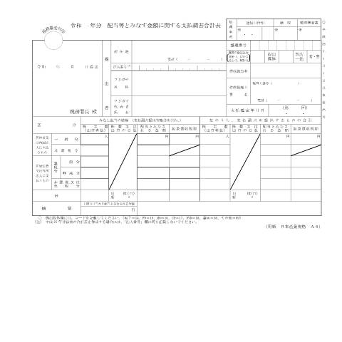 Document preview: F1-13 配当等とみなす金額に関する支払調書（同合計表） — 令和 年分 配当等とみなす金額に関する支払調書合計表（PDF/167KB） — hotei, 日本 (CERFA n°F1-13)