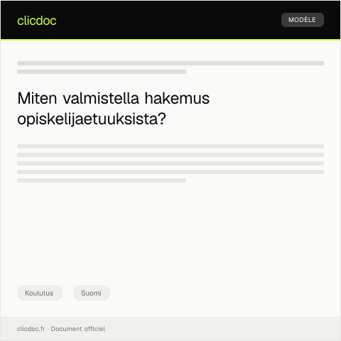 Document preview: Hakemus opiskelijaetuuksista — Koulutus, Suomi