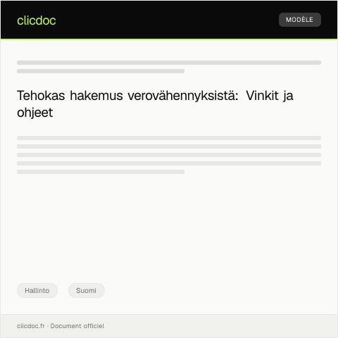 Document preview: Hakemus verovähennyksistä — Hallinto, Suomi