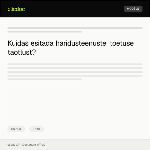 Document preview: Haridusteenuste toetuse taotlus — Haldus, Eesti