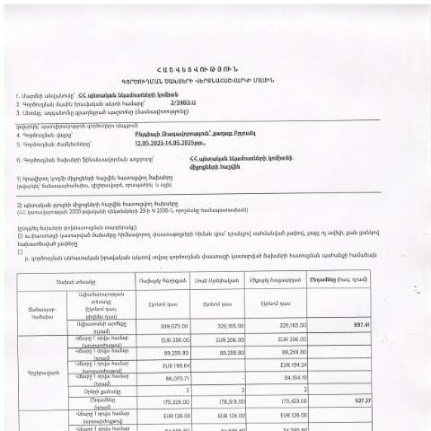 Document preview: Հաշվետվություն՝ 2025թ․ մայիսի 12-14-ը Բելգիայի Թագավորություն (ք․ Բրյուսել) գործուղման ծախսերի վերջնահաշվարկի մասին — Հաշվետվություն (rapport), Հայաստան