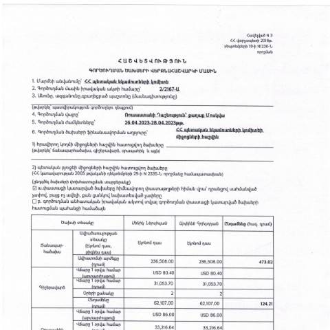 Document preview: «Հաշվետվություն՝ 2023թ․ ապրիլի 26-ից 28-ը Ռուսաստանի Դաշնություն (ք․ Մոսկվա) գործուղման ծախսերի վերջնահաշվարկի մասին — Հաշվետվություն (rapport), Հայաստան