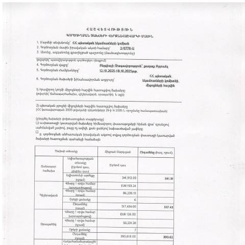 Document preview: Հաշվետվություն՝ 2025թ․ հոկտեմբերի 12-18-ը ք․ Բրյուսել (Բելգիայի Թագավորություն) գործուղման ծախսերի վերջնահաշվարկի մասին — Հաշվետվություն (rapport), Հայաստան