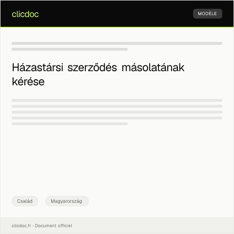 Document preview: Házastársi szerződés másolata — Család, Magyarország