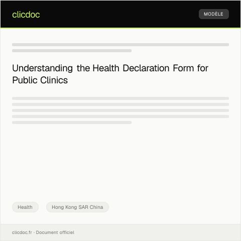 Document preview: Health Declaration Form for Public Clinics / 公立診所健康聲明表 — Health, Hong Kong SAR China