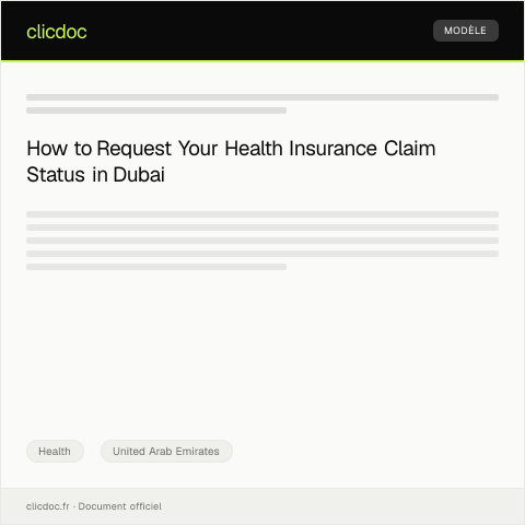 Document preview: Request for Health Insurance Claim Status from Dubai Health Authority — Health, United Arab Emirates
