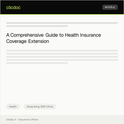 Document preview: Application for Health Insurance Coverage Extension with HK Medical Insurance — Health, Hong Kong SAR China