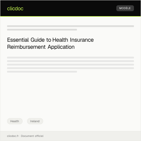 Document preview: Application for Health Insurance Reimbursement — Health, Ireland