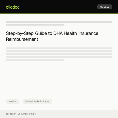 Document preview: Application for Health Insurance Reimbursement from Dubai Health Authority (DHA) — Health, United Arab Emirates