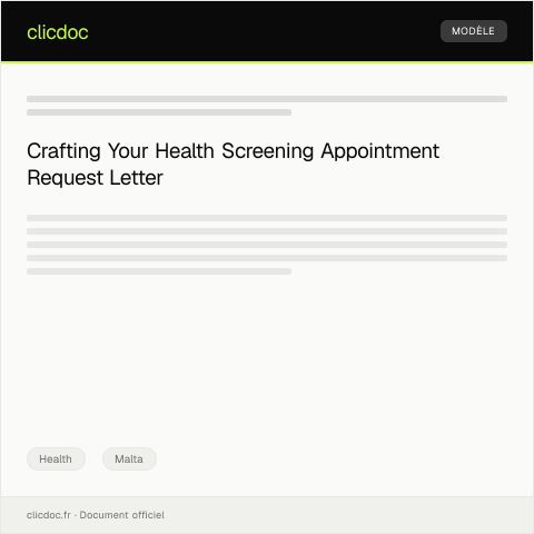 Document preview: Health Screening Appointment Request — Health, Malta