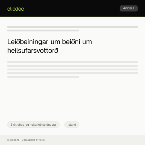 Document preview: Beiðni um heilsufarsvottorð fyrir skóla eða vinnu — Sjúkrahús og heilbrigðisþjónusta, Ísland