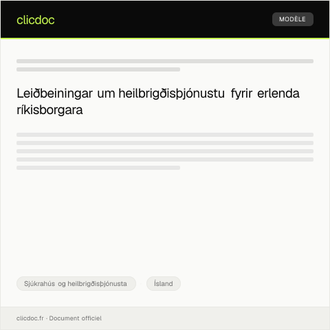 Document preview: Upplýsingar um heilbrigðisþjónustu fyrir erlenda ríkisborgara — Sjúkrahús og heilbrigðisþjónusta, Ísland