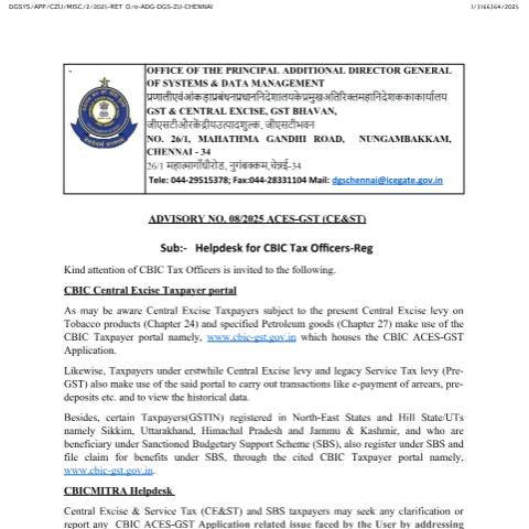 Document preview: Helpdesk Advisory 8 2025 29072025 — gst, India (CERFA n°Helpdesk-Advisory-8-2025-29072025)