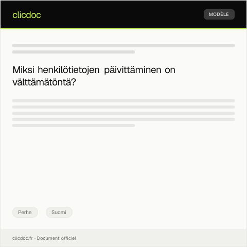 Document preview: Henkilötietojen päivityspyyntö — Perhe, Suomi