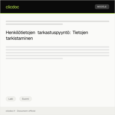 Document preview: Henkilötietojen tarkastuspyyntö — Laki, Suomi