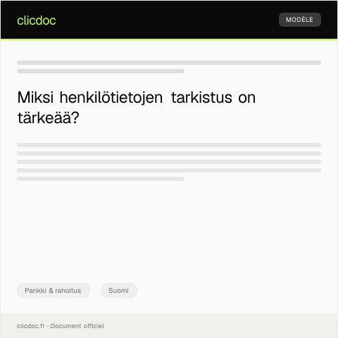 Document preview: Henkilötietojen tarkistus — Pankki & rahoitus, Suomi