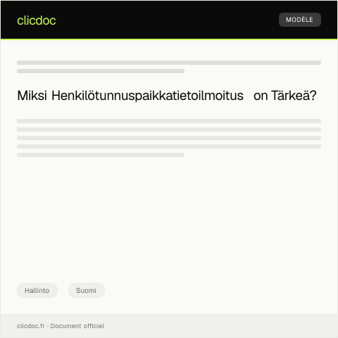 Document preview: Henkilötunnuspaikkatietoilmoitus — Hallinto, Suomi