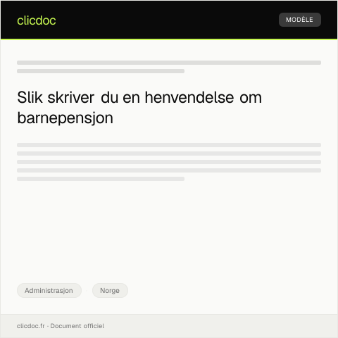 Document preview: Henvendelse om barnepensjon — Administrasjon, Norge