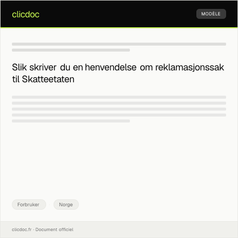 Document preview: Henvendelse om reklamasjonssak — Forbruker, Norge