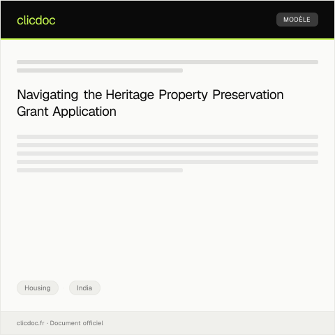 Document preview: Application for Heritage Property Preservation Grant (Heritage Conservation Committee) — Housing, India