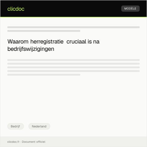 Documentvoorvertoning: Herregistratie bedrijf na wijziging — Bedrijf, Nederland