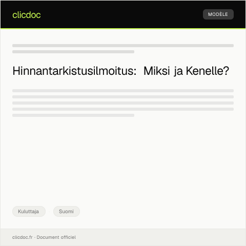 Document preview: Hinnantarkistusilmoitus — Kuluttaja, Suomi