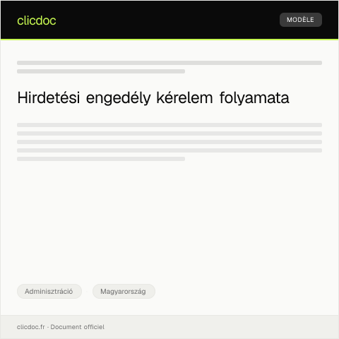 Document preview: Hirdetési engedély kérelmezése az önkormányzattól — Adminisztráció, Magyarország