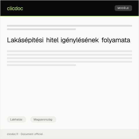 Document preview: Hitelkérelem lakásépítéshez — Lakhatás, Magyarország