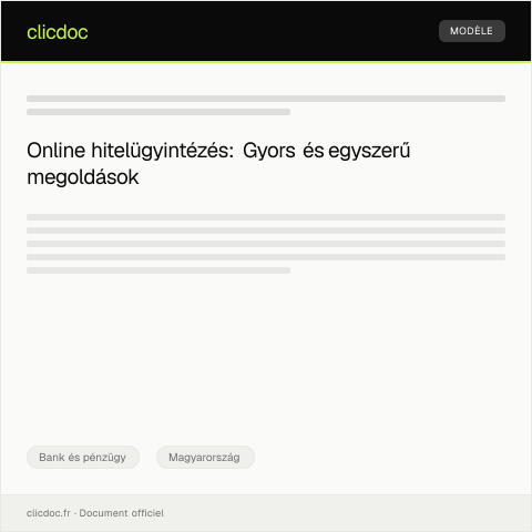 Document preview: Hitelügy intézése online ügyintézéssel — Bank és pénzügy, Magyarország