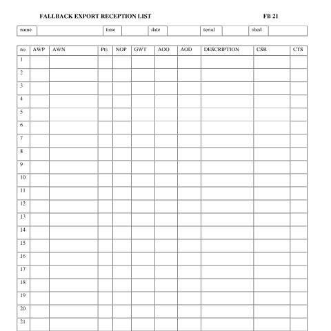 Document preview: EMCS fallback: fallback export reception list (FB21) — HM Revenue & Customs, United Kingdom