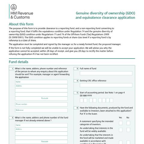 Document preview: Request for clearance of GDO and equivalent conditions (CISC4) — HM Revenue & Customs, United Kingdom