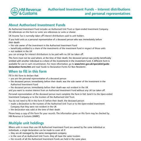 Document preview: Authorised Investment Funds: interest distributions and personal representatives (R105 (AIF2)) — HM Revenue & Customs, United Kingdom