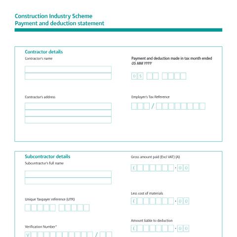 Document preview: Payment and deduction statement — HM Revenue & Customs, United Kingdom