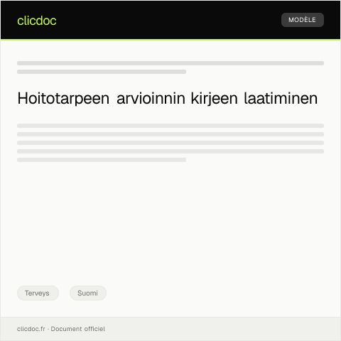 Document preview: Hoitotarpeen arviointi — Terveys, Suomi