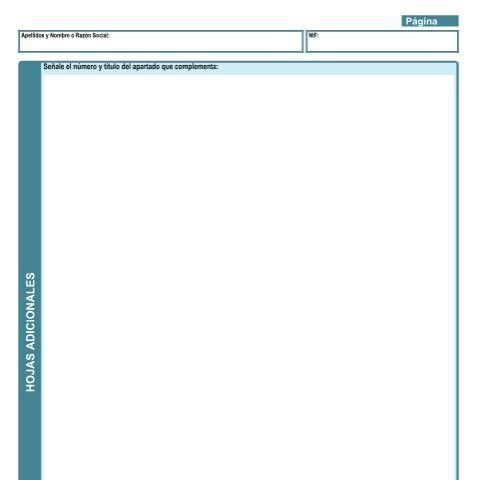 Vista previa del documento Hojas Adicionales — AEAT — Modelos de representación / autorización, España